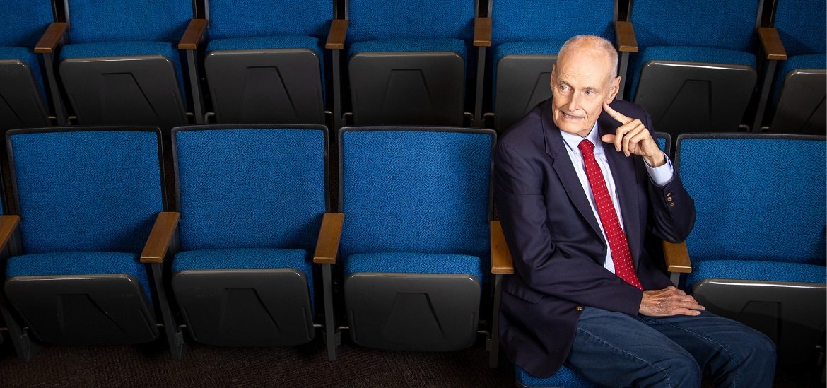 UTHealth Houston faculty member Herbert DuPont in lecture hall.