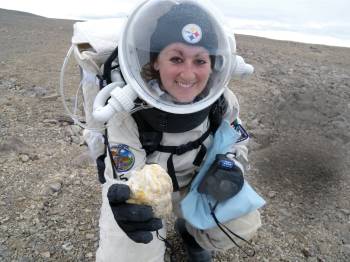 GSBS alumni Kristine Ferrone, PhD, at a Mars simulation camp in 2009