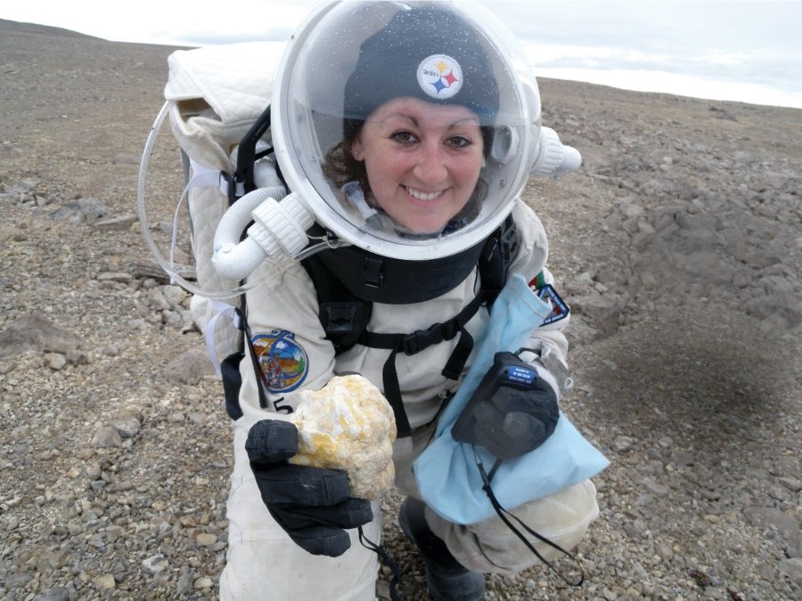 GSBS alumni Kristine Ferrone, PhD, at a Mars simulation camp in 2009