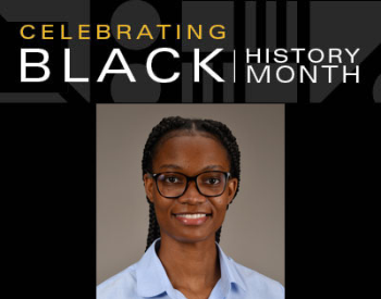 Graphic that reads Celebrating Black History Month with photo of Takese McKenzie.