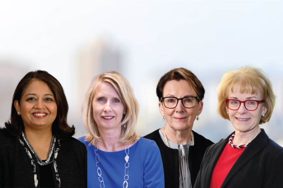 Image of the 2019 awardees (from left to right) Bela Patel, MD; Belinda M. Reininger, DrPH; Patricia M. Butler, MD; and Maureen D. Mayes, MD, MPH. (Photo by UTHealth)
