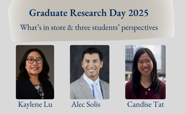Professional photos of students Kaylene Lu, Alec Solis, and Candise Tat.