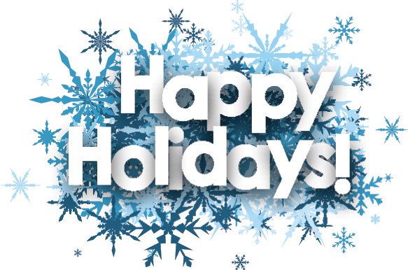 Photo of the words Happy Holidays in blue and white