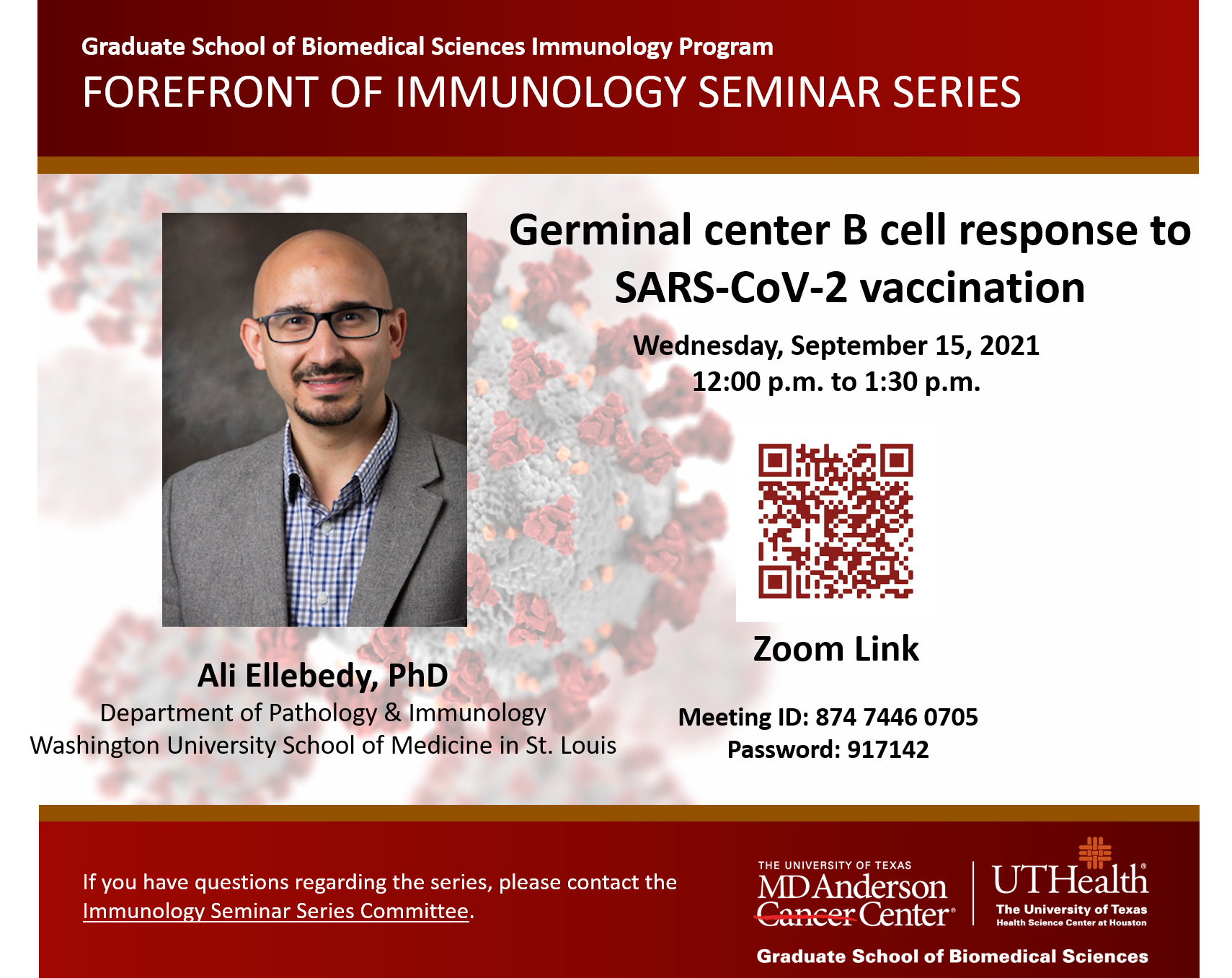 Forefront of Immunology Seminar Series Announcement for September 15